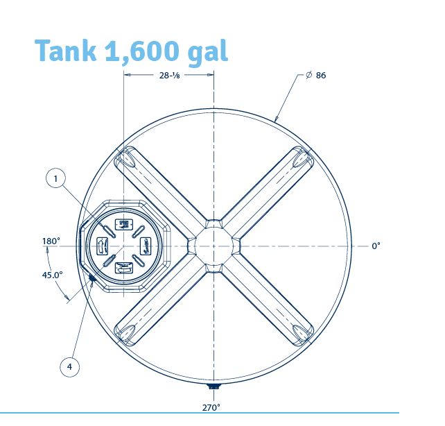 1,600 Gallon Vertical (Straight-Wall) Water Storage Tank 86″D x 71″H - CA