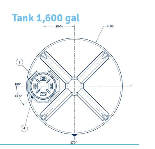 1,600 Gallon Vertical (Straight-Wall) Water Storage Tank 86″D x 71″H - CA