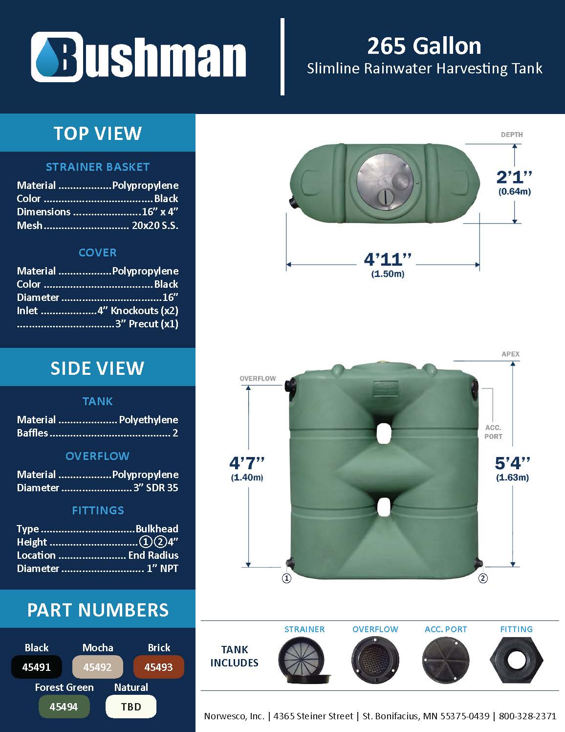 45864 RH-265gal Dark Green