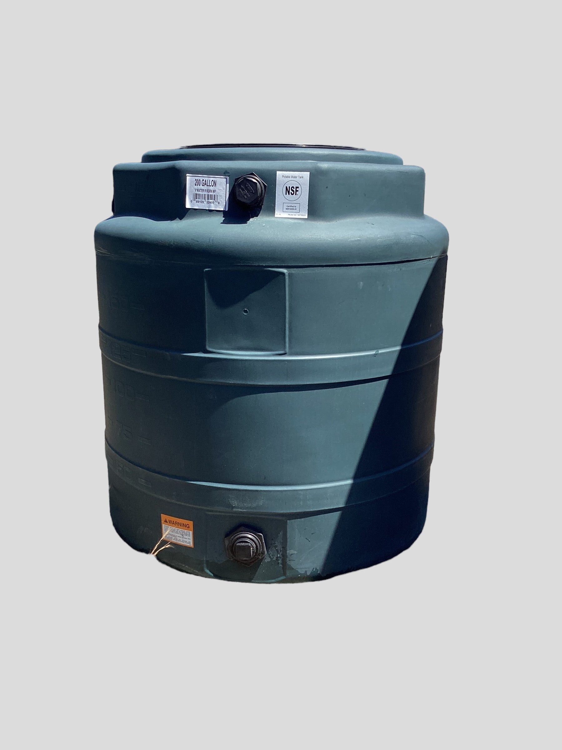 200 Gallon Vertical Water Storage Tank 40”d X 42”h Ca National Poly