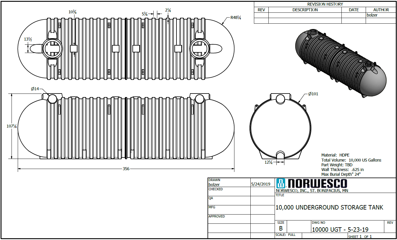 10,000 Gallon Large Cylindrical Cistern Tank