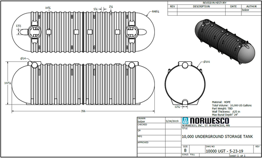 10,000 Gallon Large Cylindrical Cistern Tank
