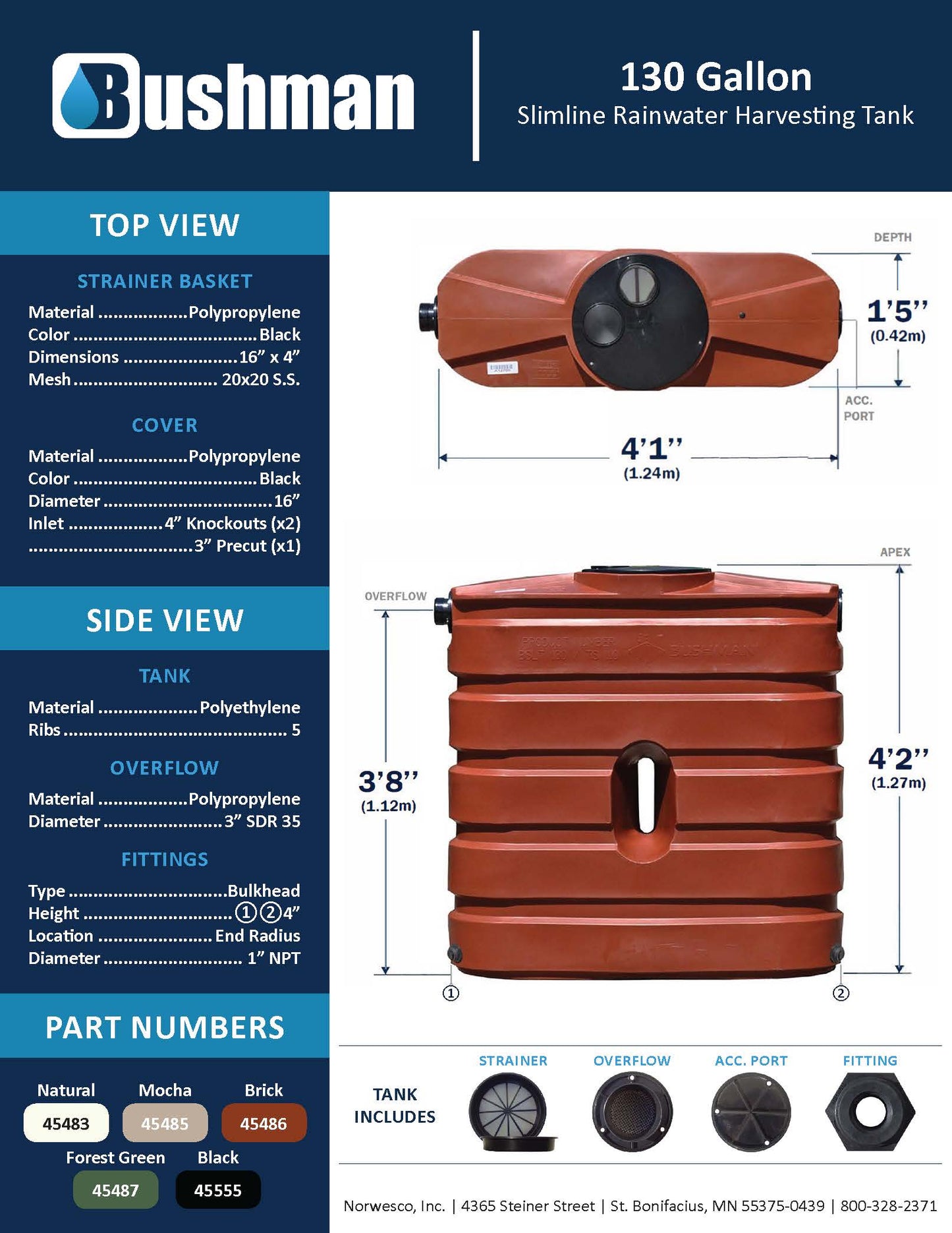 45487 Rain Harvesting 130 Gallon Forest Green - CA