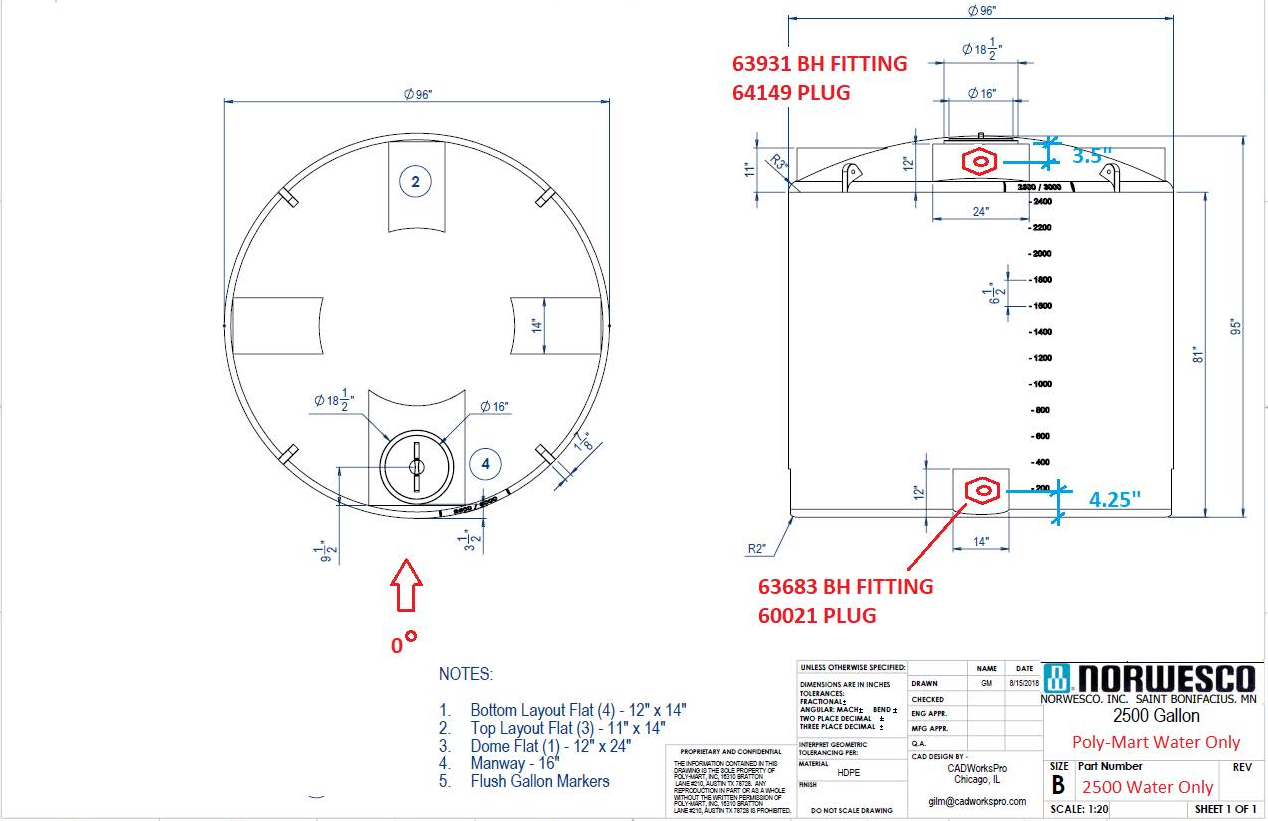 30410- ST 2,500gal 96" D x 95" H- TX