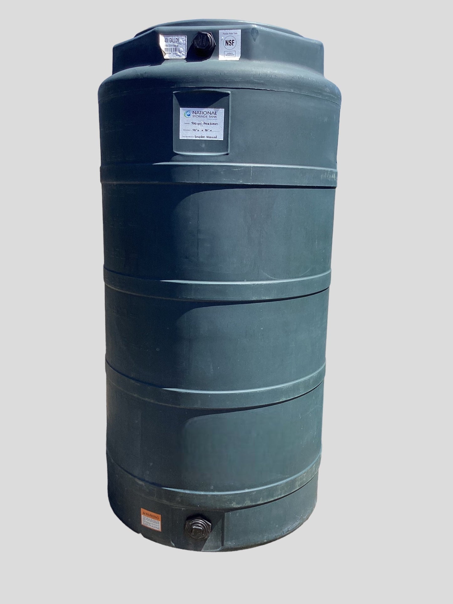 400 Gallon Vertical Water Storage Tank 40”D x 80”H