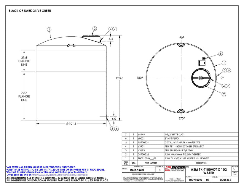 4,100 Gallon Vertical Water Storage Tank 102″D x 130″H – National Poly ...