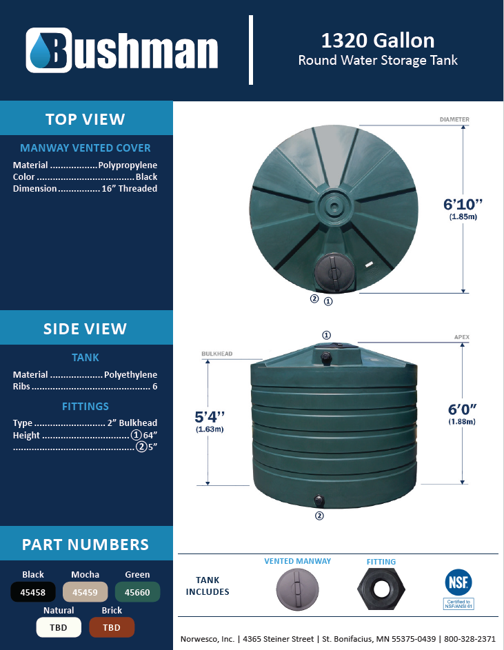 St Tank Dimensions 45660 ST-1320 Dark Green – National Poly Tanks